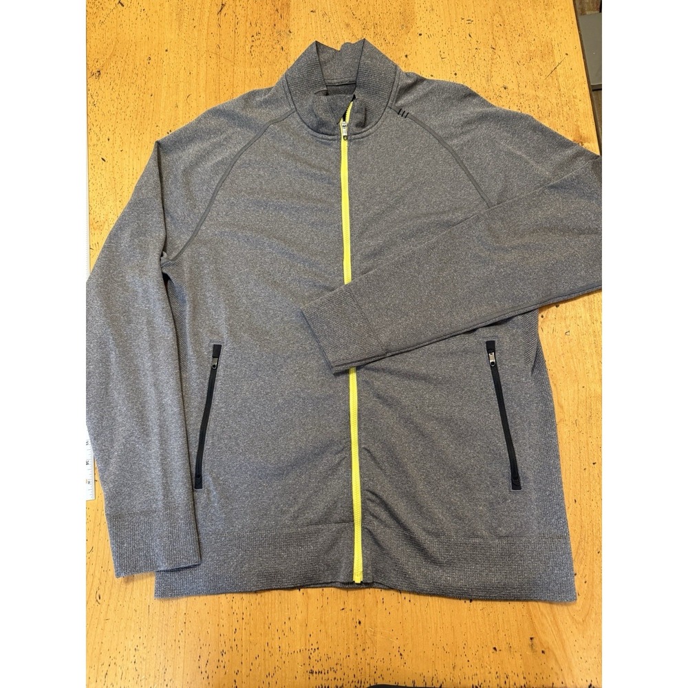 Lululemon Large Men's Pulse Athletic Jacket Heathered Gray Black Yellow